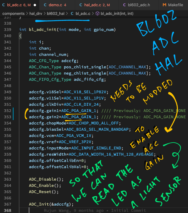 Setting the ADC Gain by patching the ADC High Level HAL