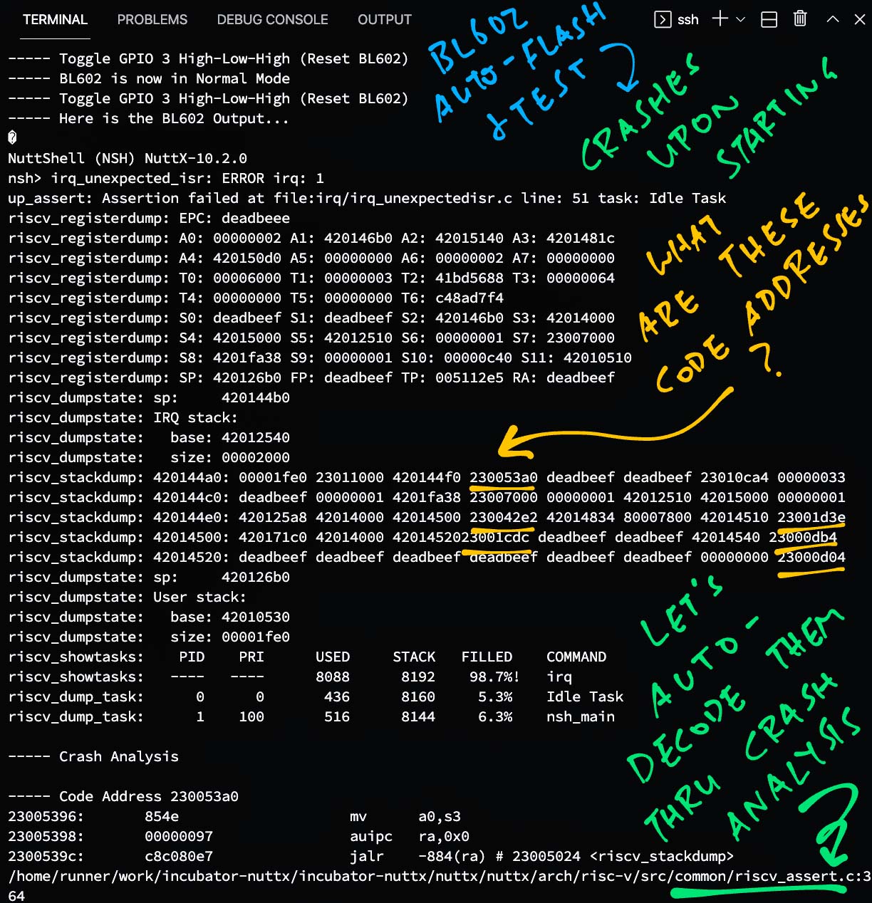 NuttX Stack Trace