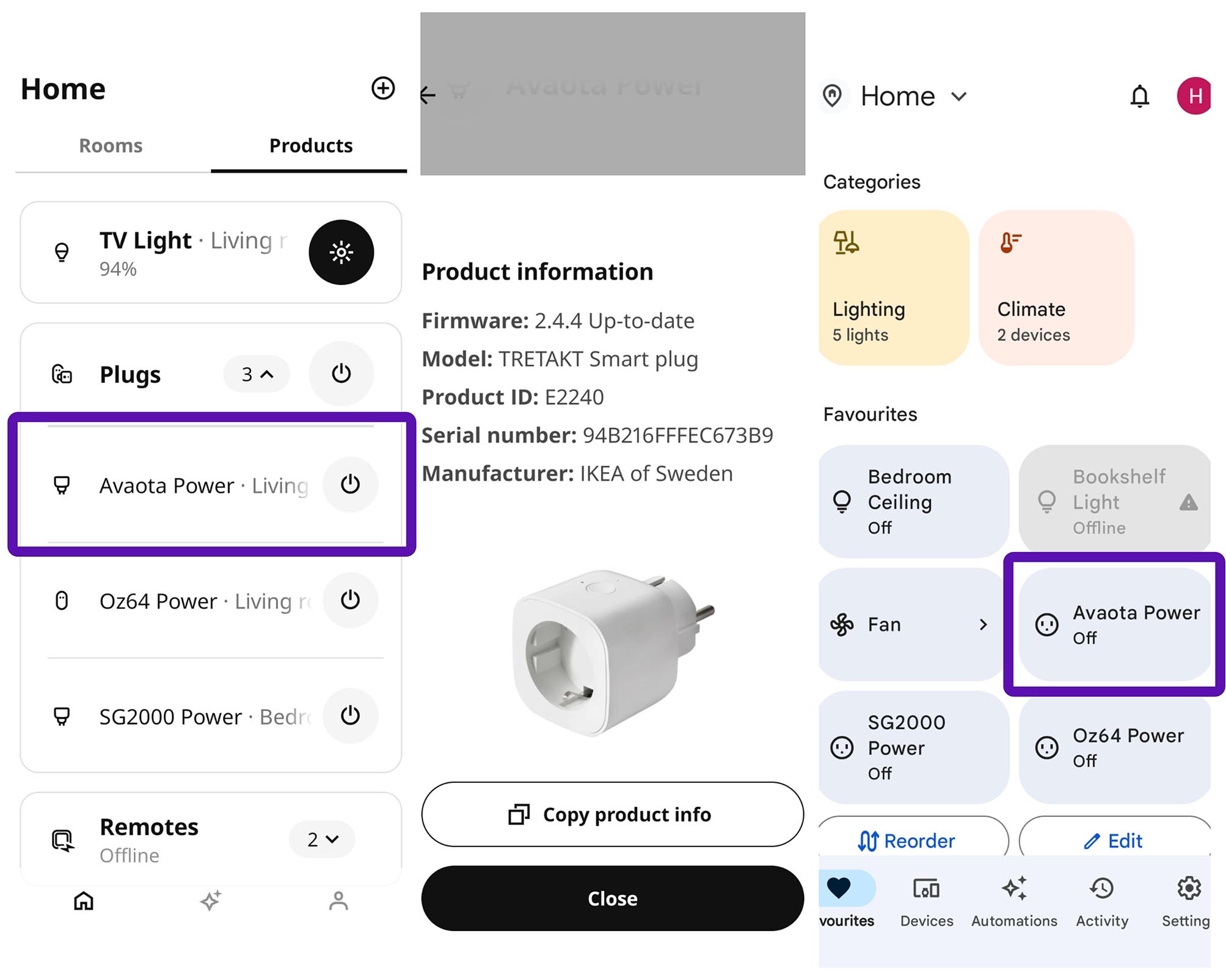 Smart Power Plug in IKEA App and Google Home