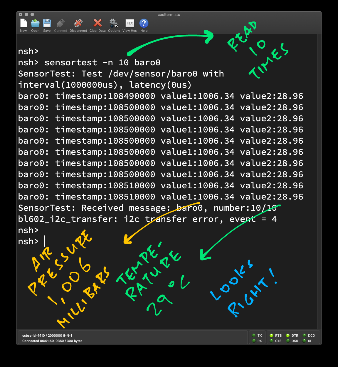 Read sensor values from BMP280