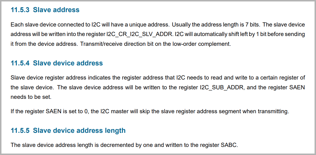 I2C Sub Address