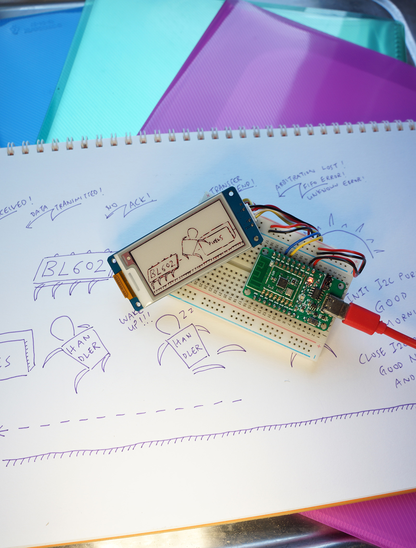 PineCone BL602 RISC-V Board with Grove E-Ink Display