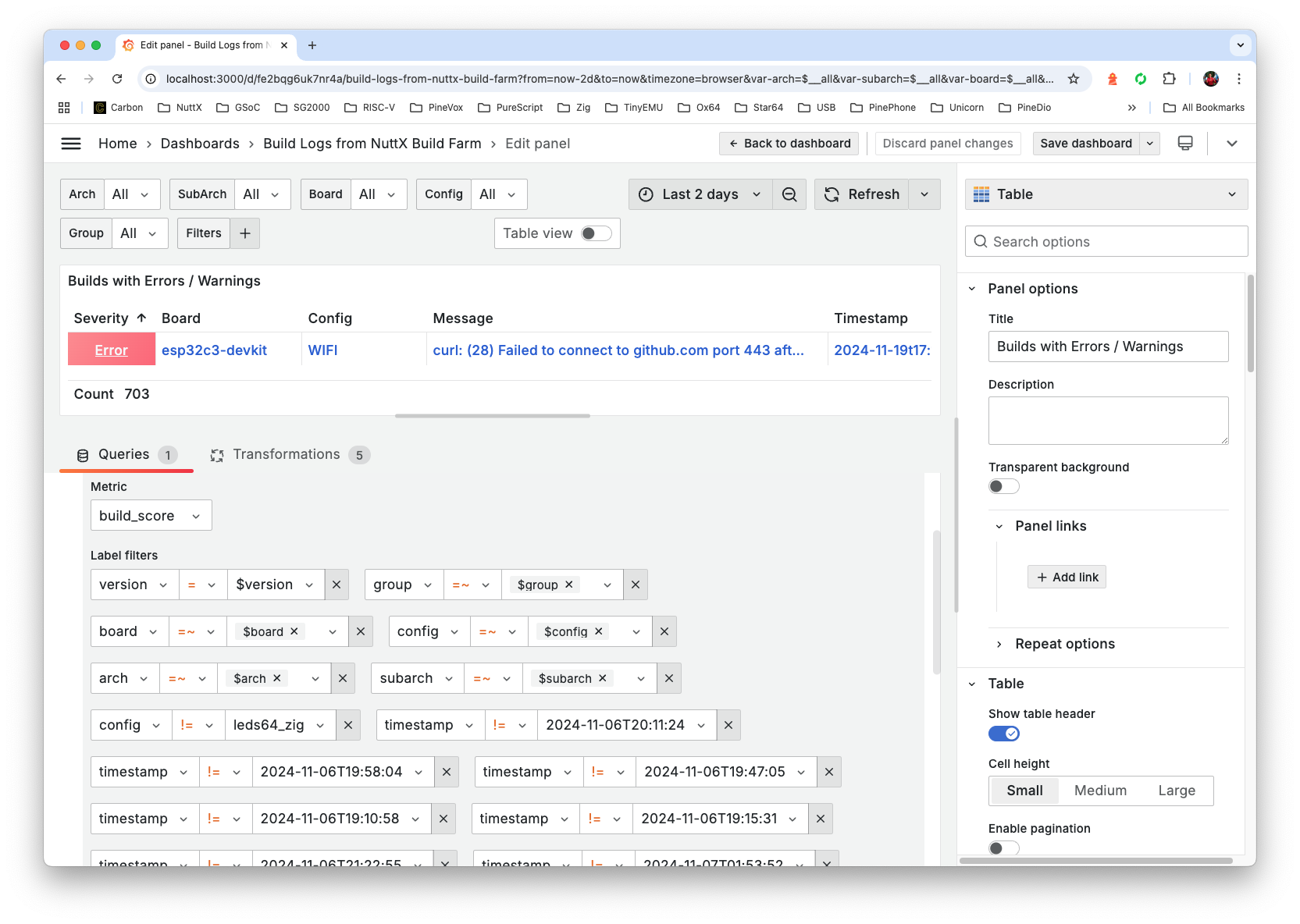 Filter by Arch, Sub-Arch, Board, Config