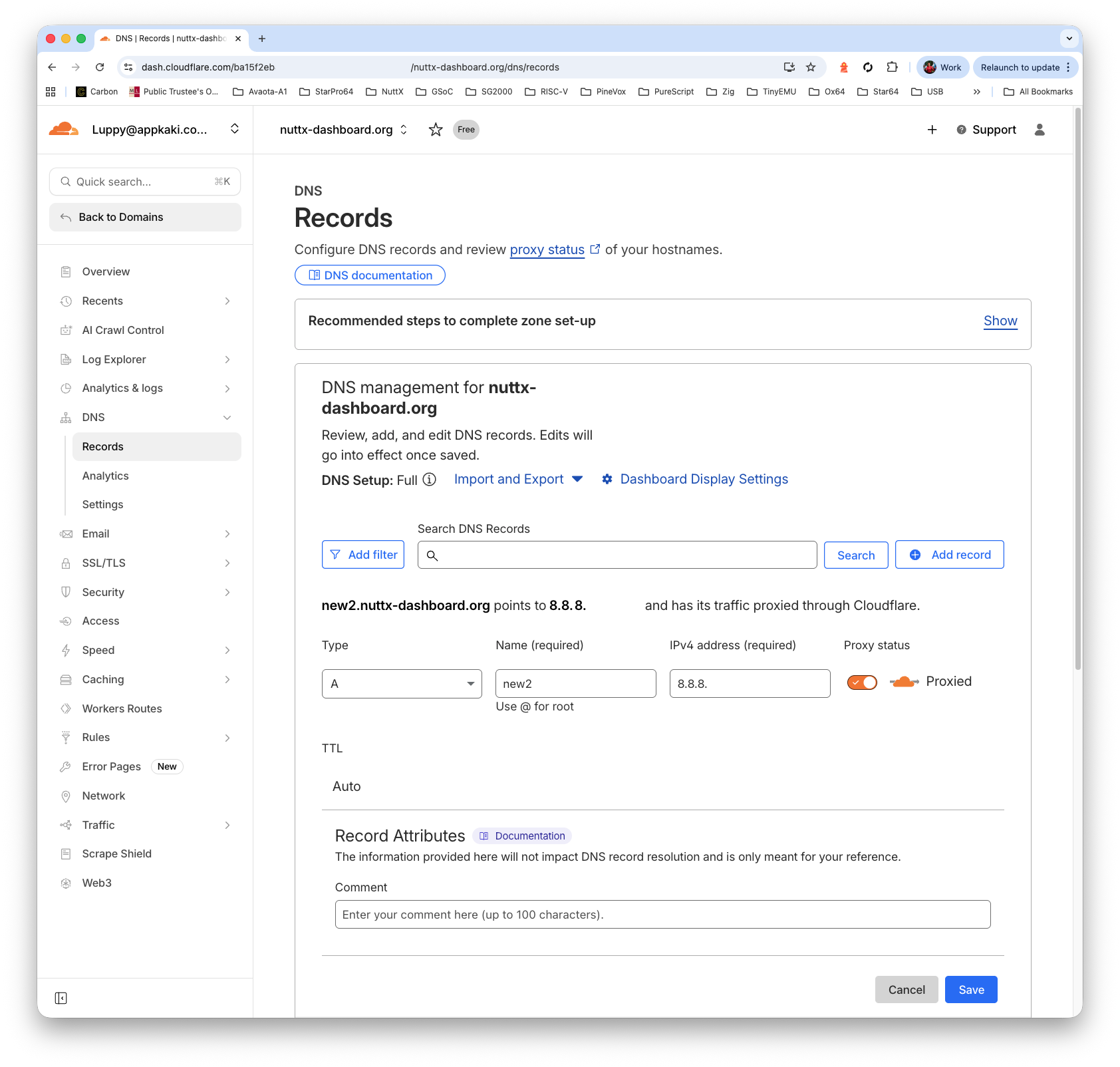 Create the “A Record” for DNS
