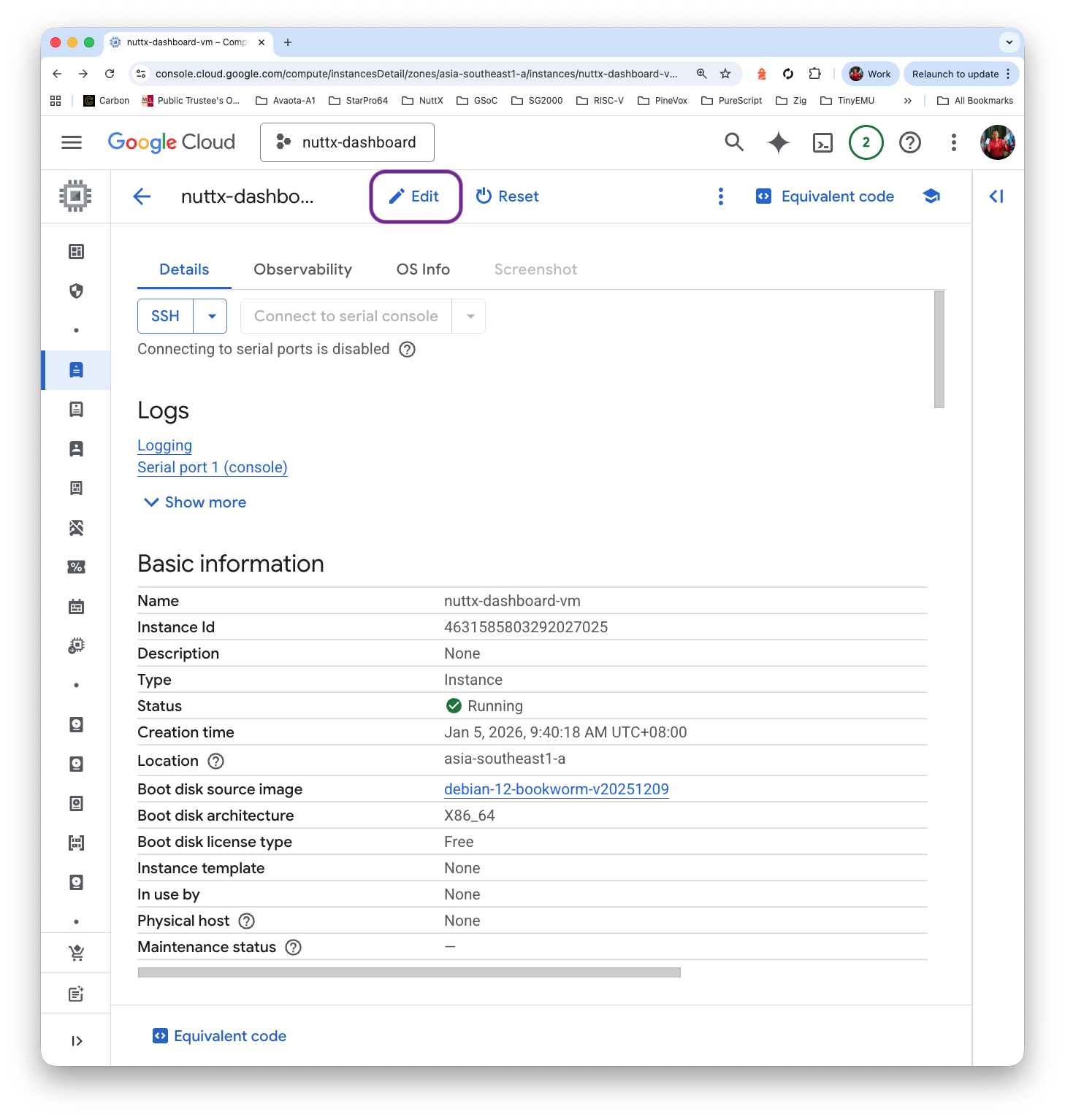 VM > Edit > Dynamic Network Interfaces > Allow HTTP traffic