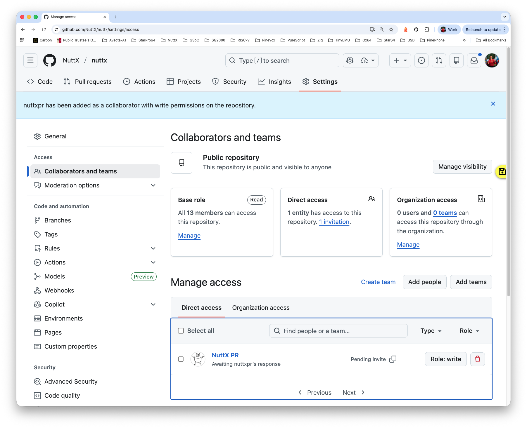 Set the Role to “Write”