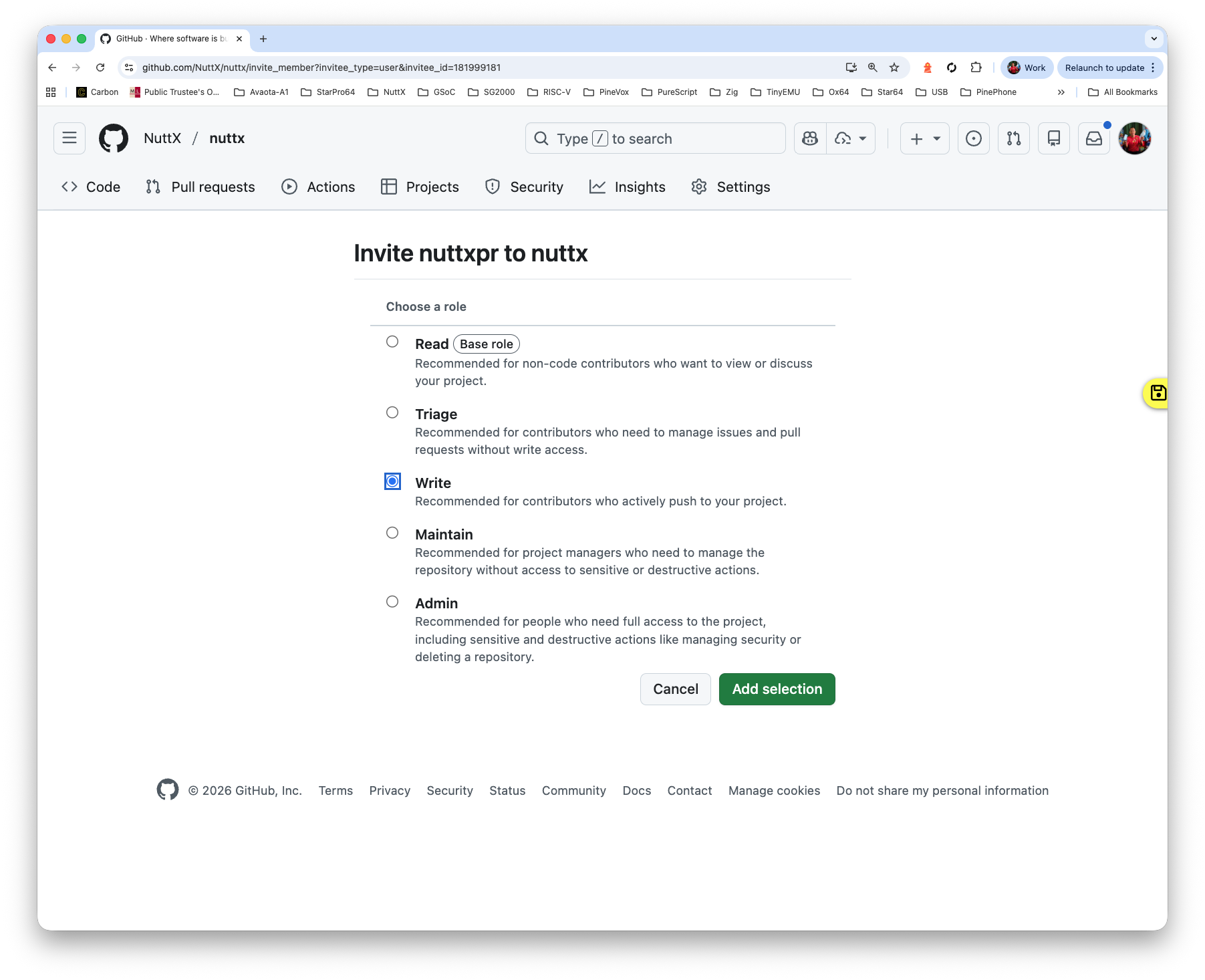Set the Role to “Write”