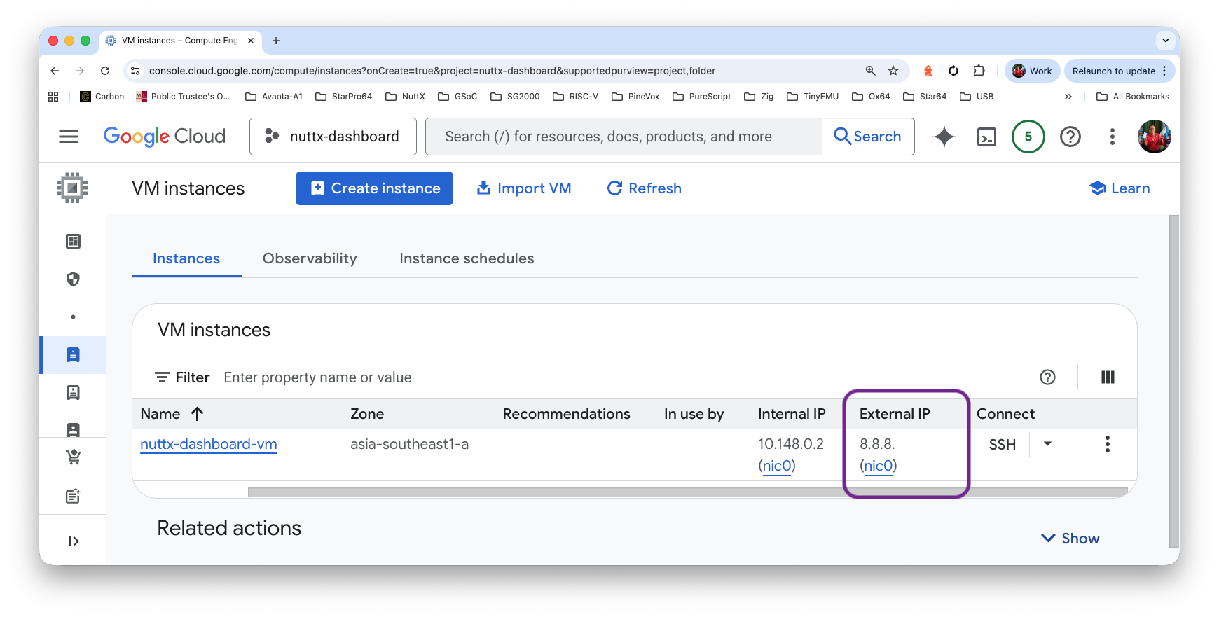 VM Instance > External IP