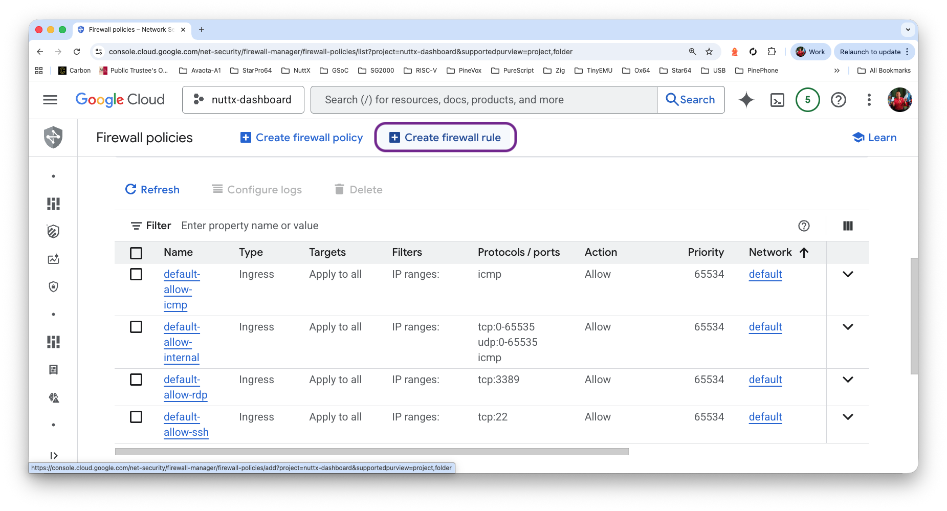 Firewall Policies > Create Firewall Rule