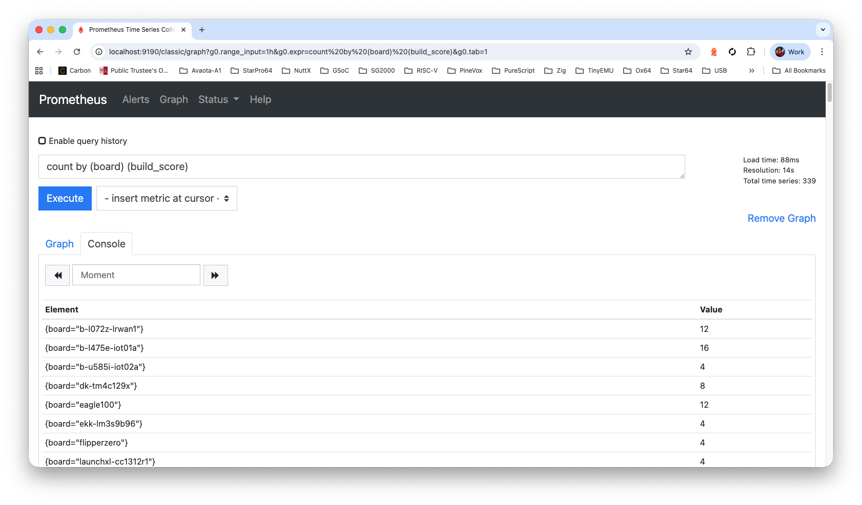 This query will reveal that NuttX has 339 microcontroller boards