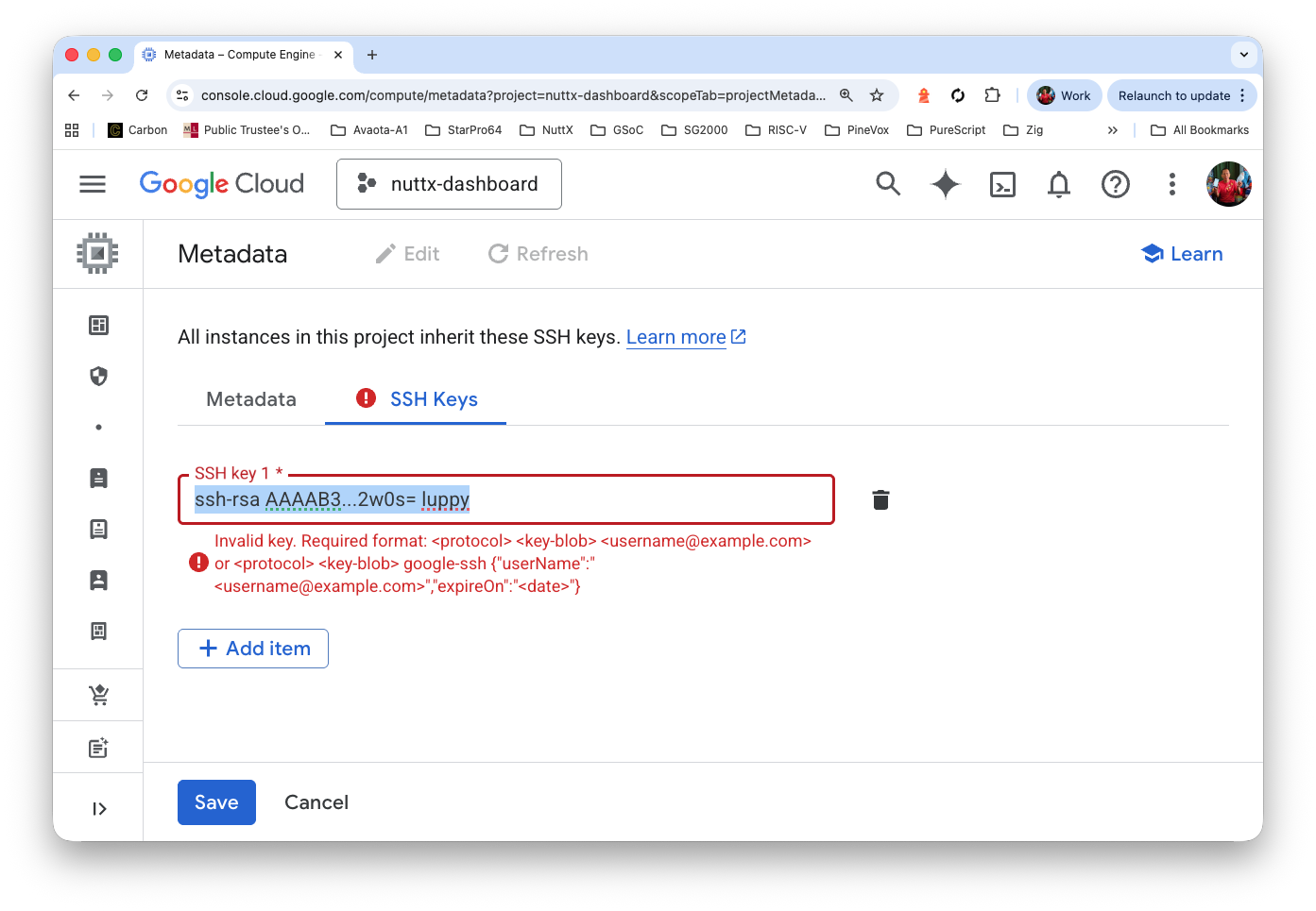 Copy and paste the Public Key