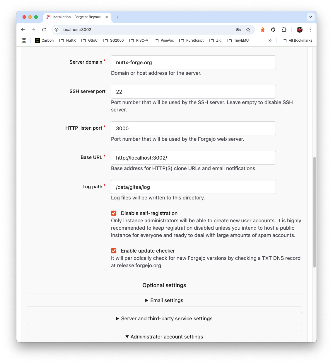 Forgejo Configuration: Server Domain