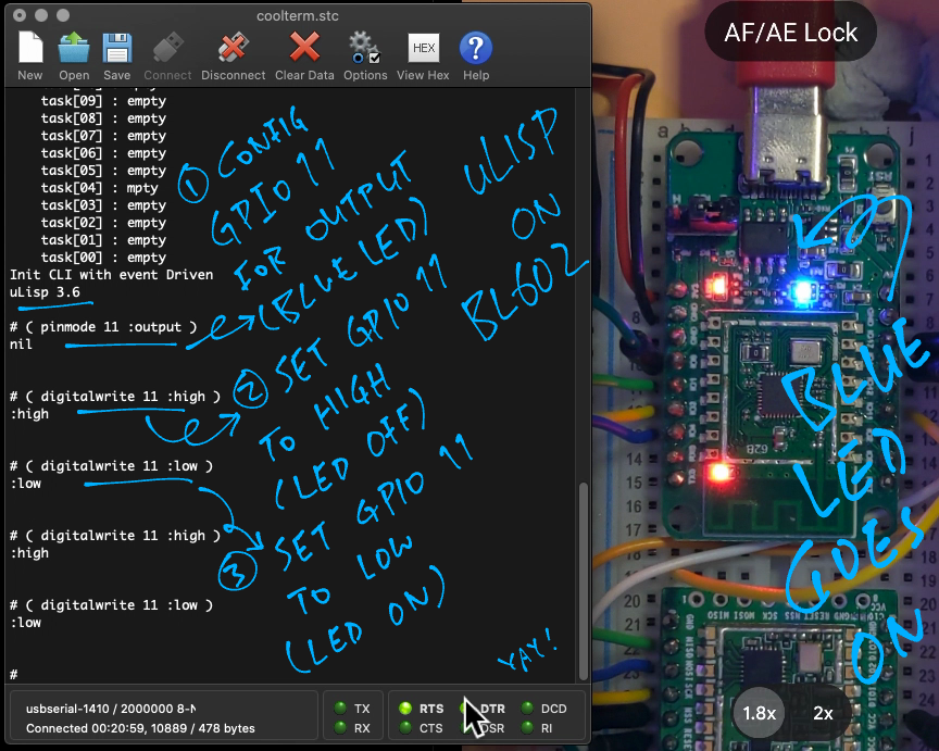 Flip the LED with uLisp