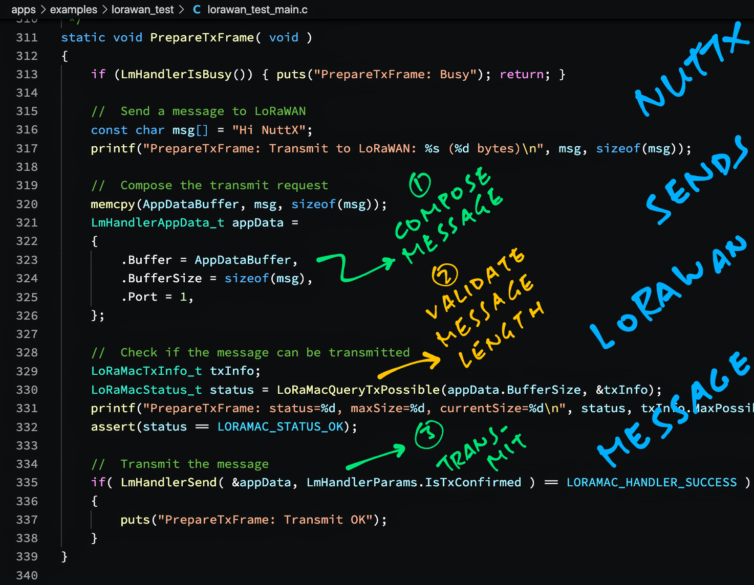 Sending a LoRaWAN Data Packet