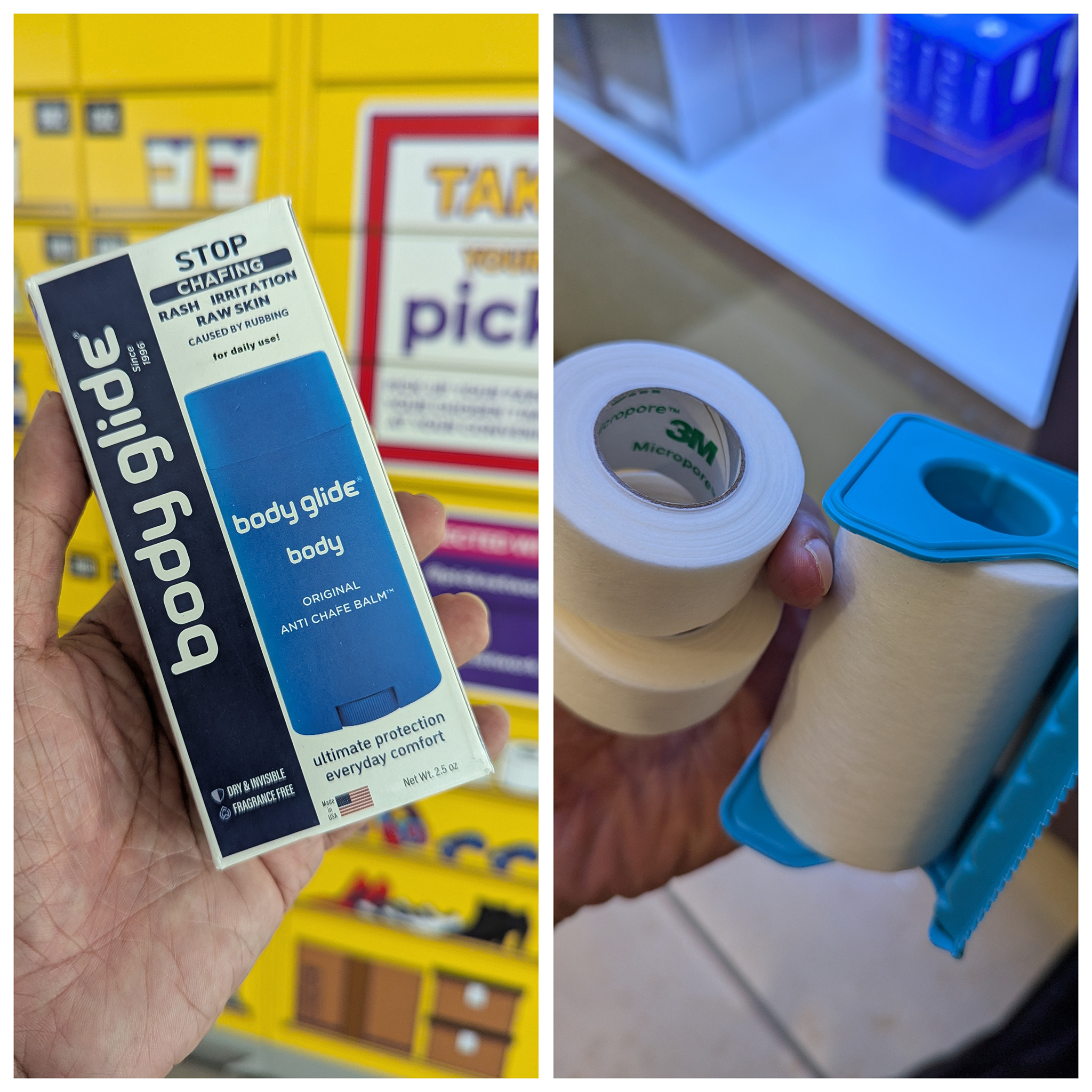Body Glide and Micropore Tape