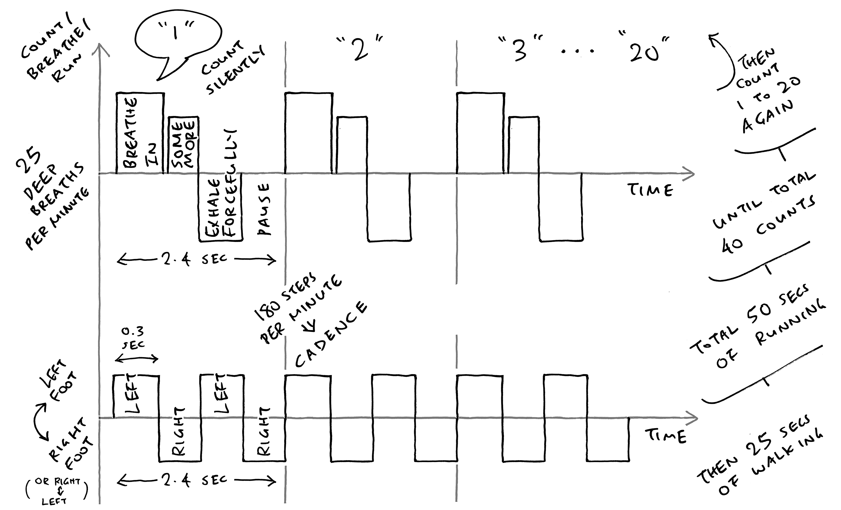 Count to 40 then walk
