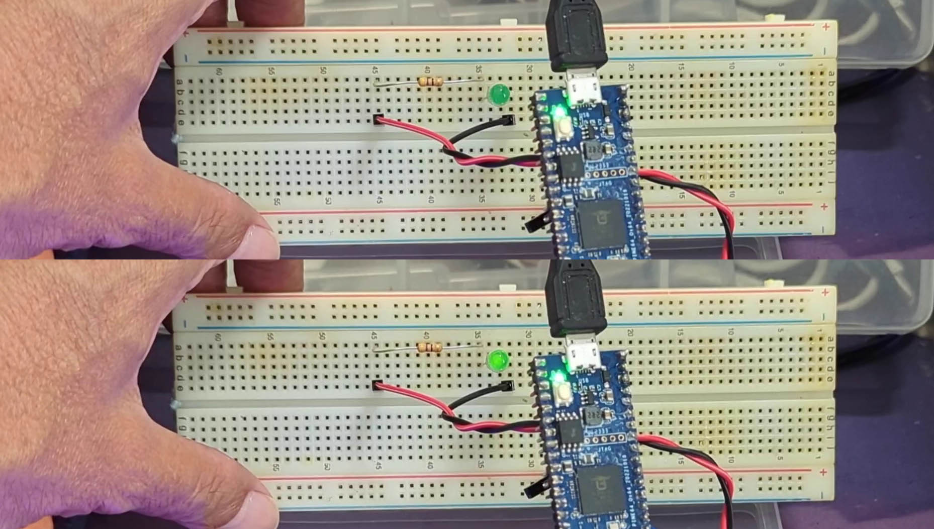 Apache NuttX RTOS on Ox64 BL808 RISC-V SBC: Nim blinks our LED