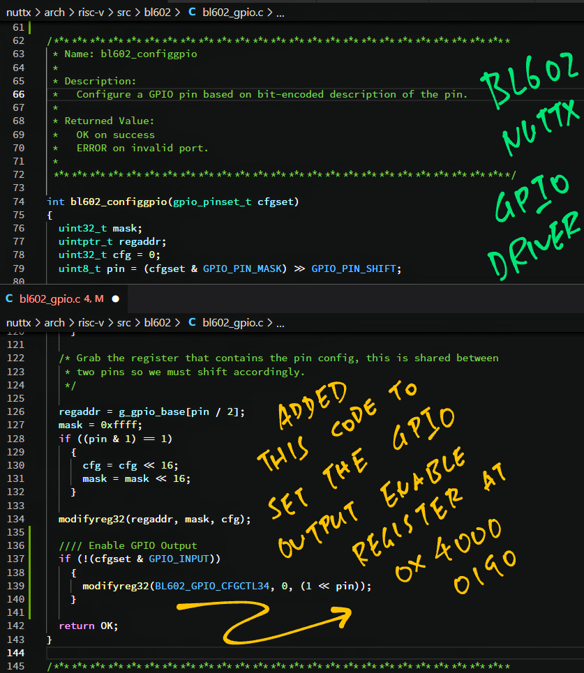 Update the GPIO Output Enable Register