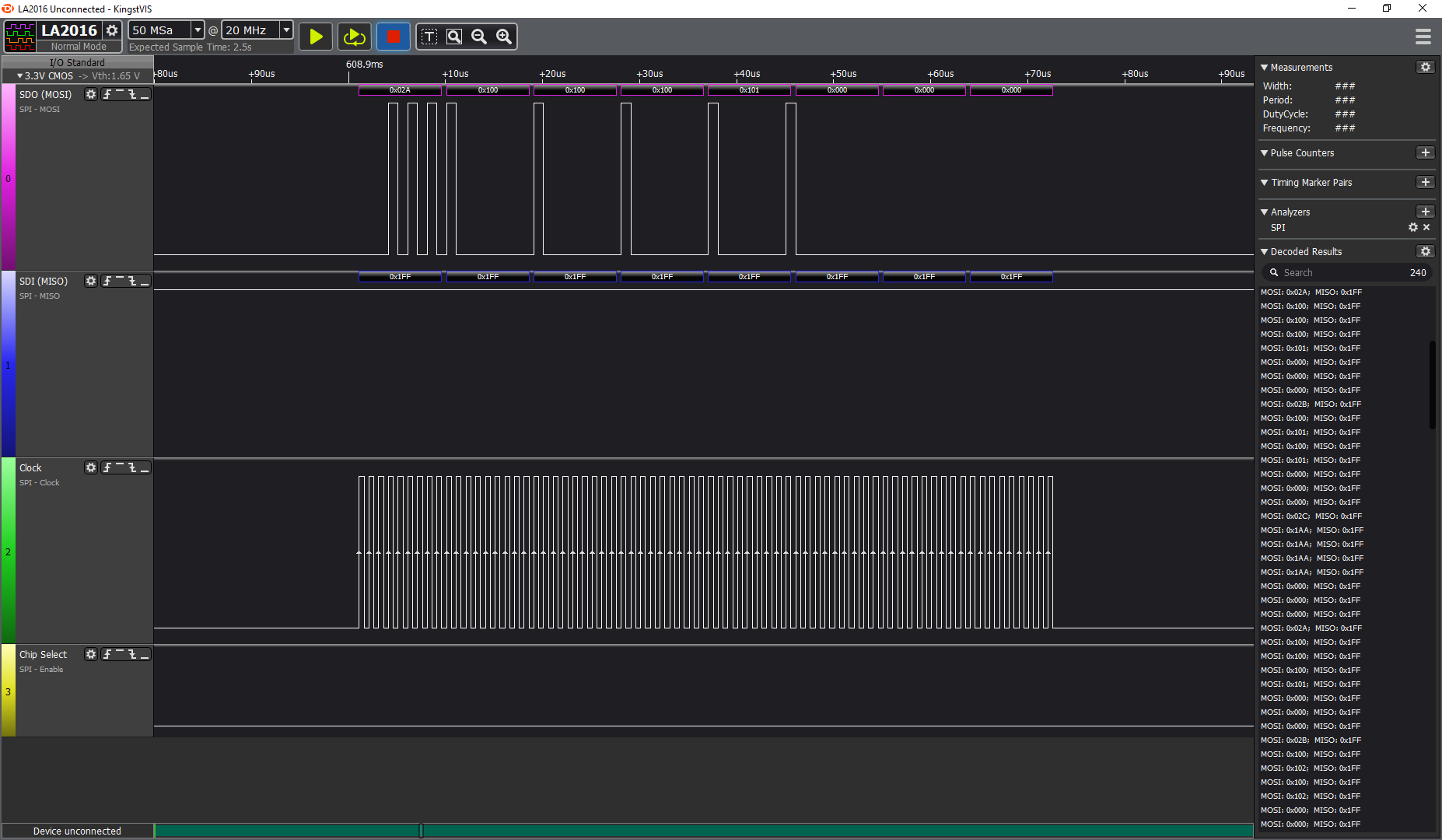 Logic Analyser with 9-bit SPI Decoder