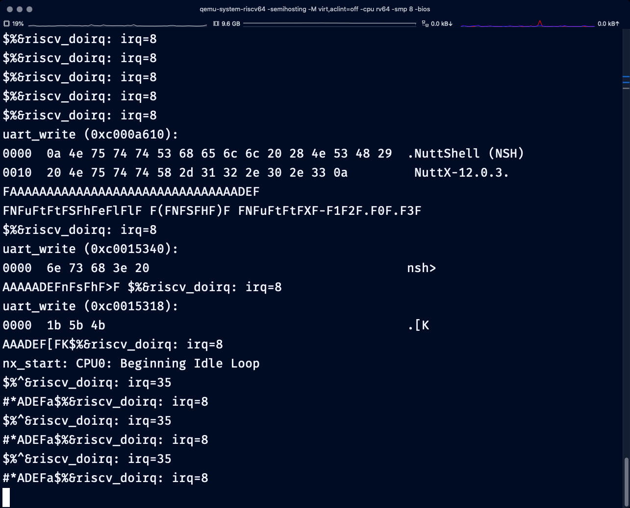 Serial I/O in NuttX QEMU