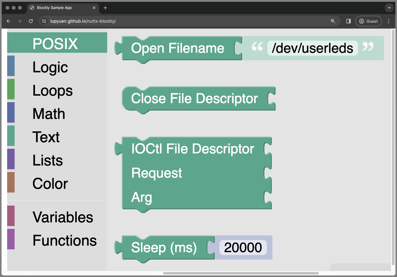 POSIX Blocks in Blockly