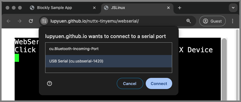 Selecting the Serial Port for Ox64 SBC