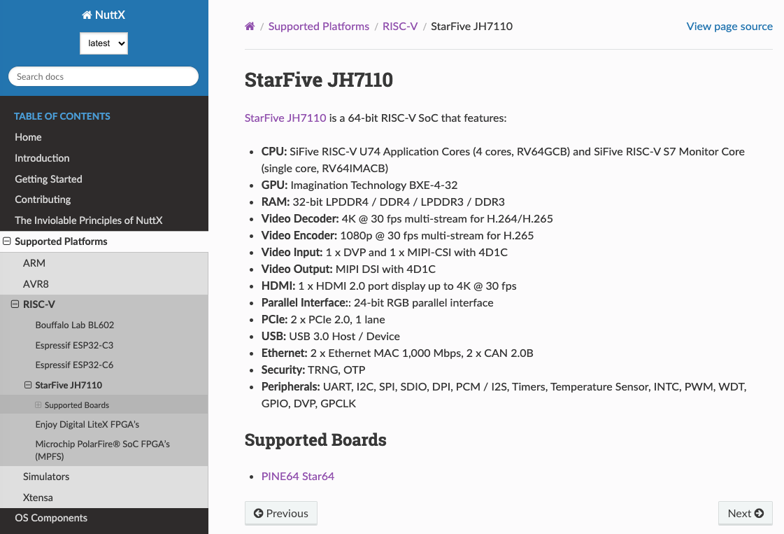 JH7110 NuttX Arch