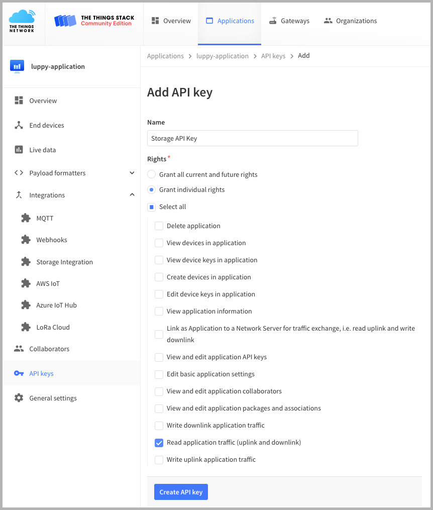 The Things Network API Key