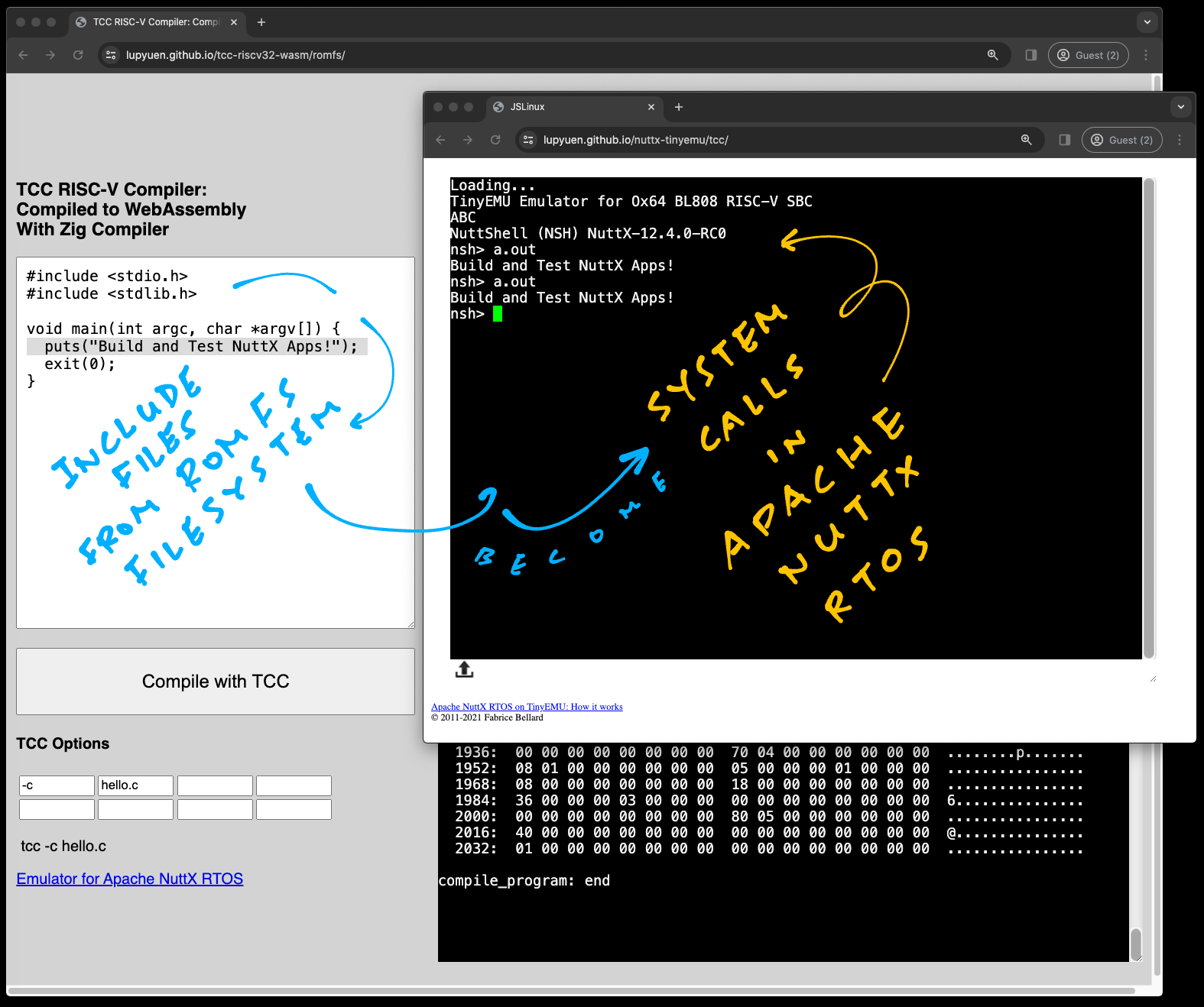 Zig runs ROM FS Filesystem in the Web Browser (thanks to Apache NuttX RTOS)