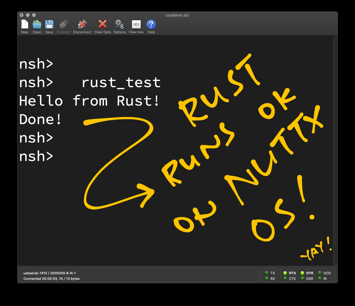 Rust running on NuttX