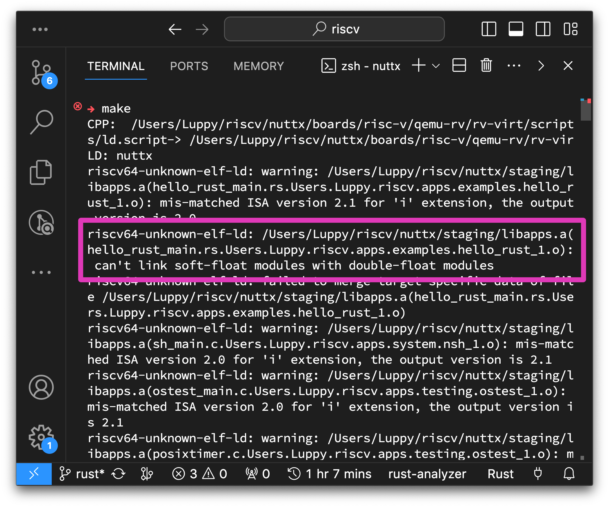 Can’t link soft-float modules with double-float modules