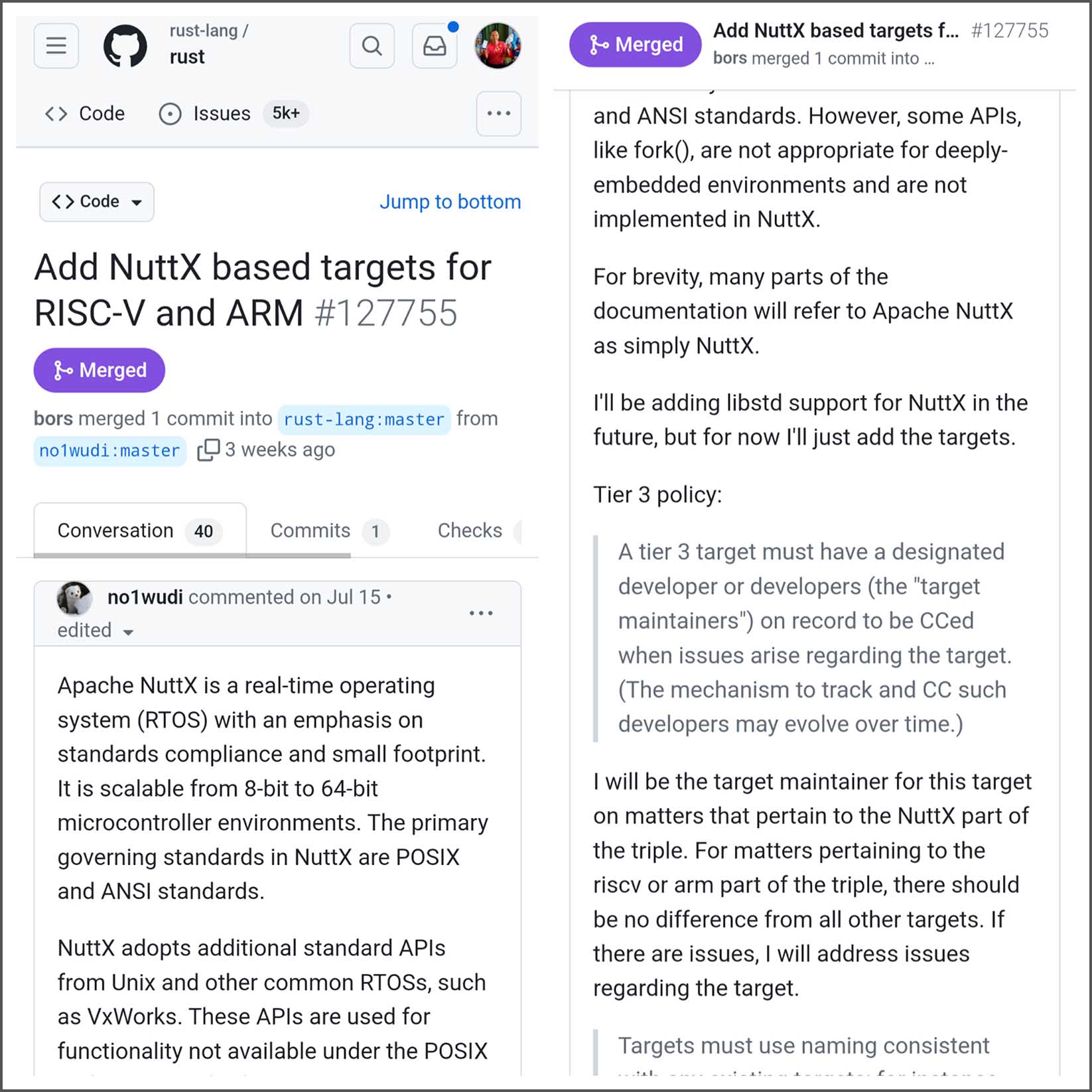 Adding NuttX as Tier 3 Target to Rust