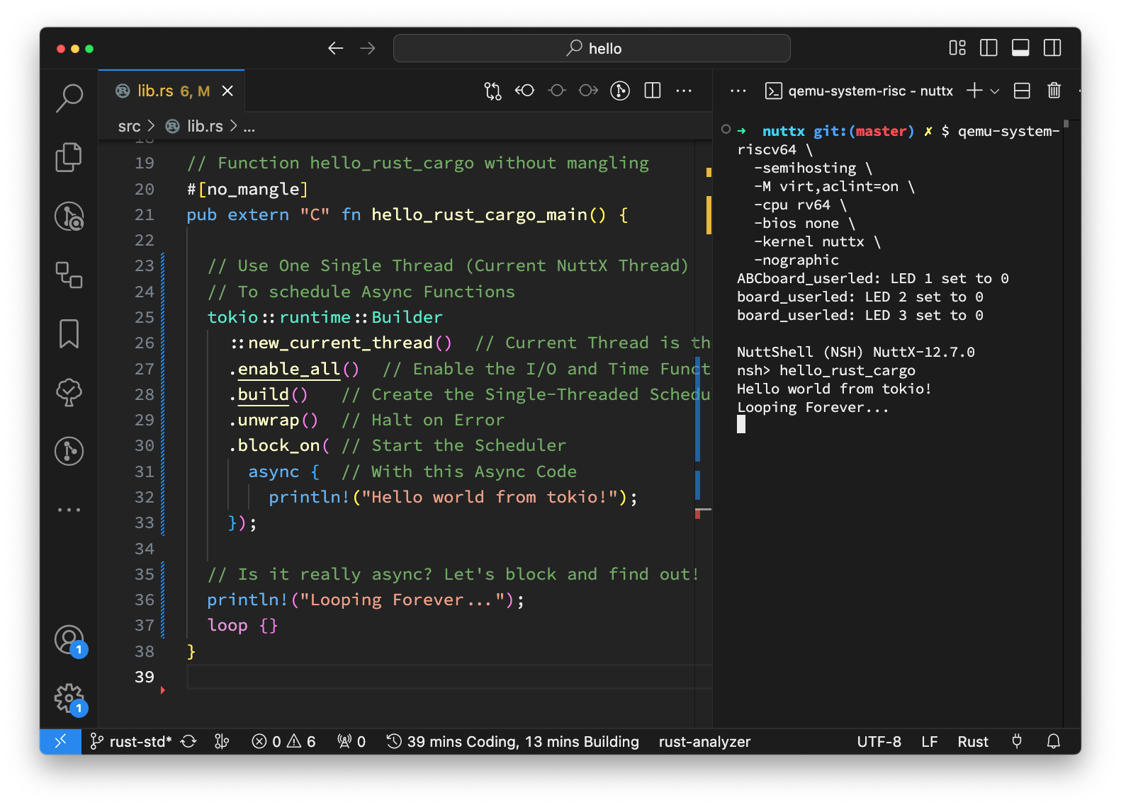 NuttX with Rust Standard Library