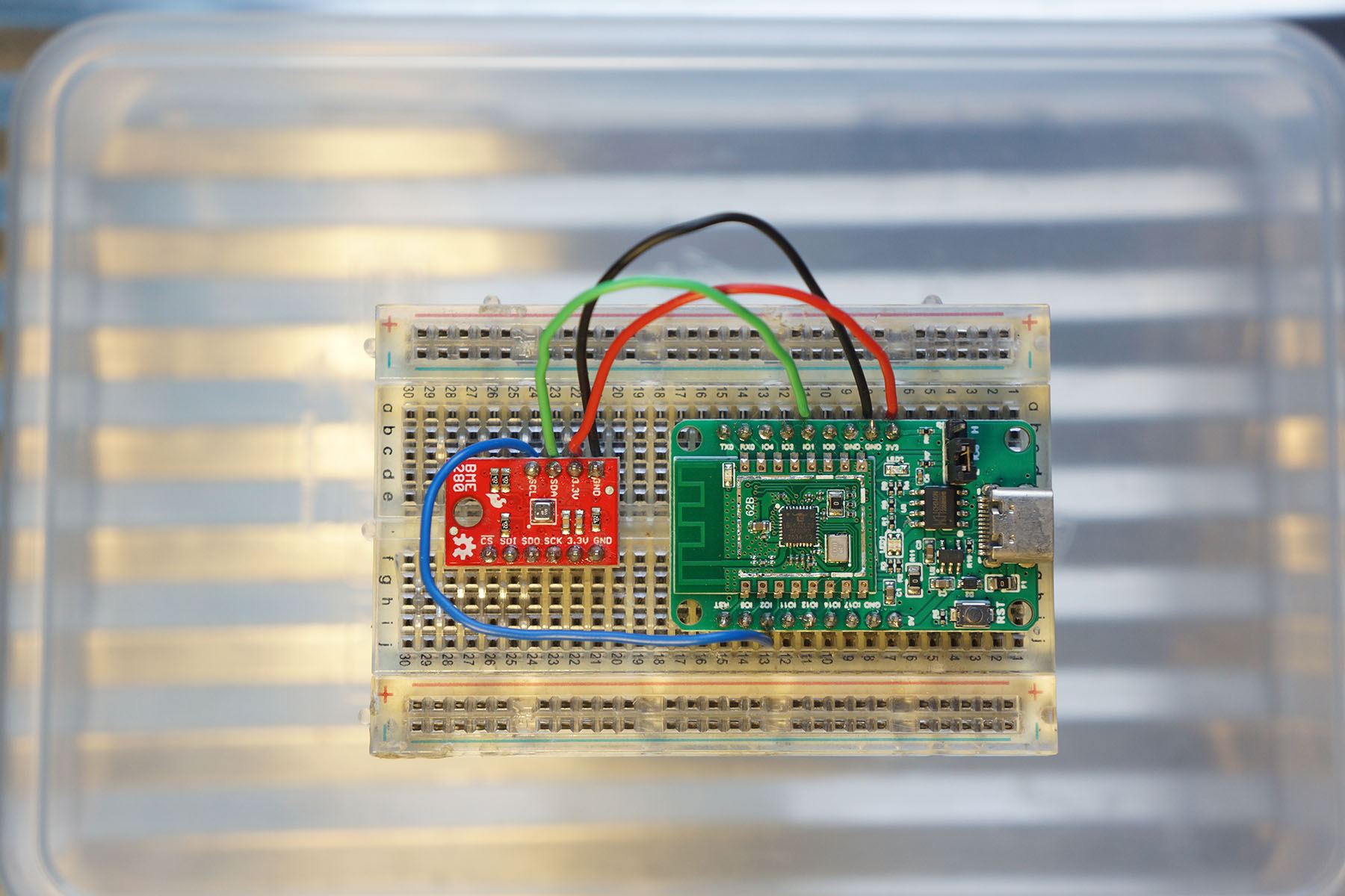 Pine64 PineCone BL602 RISC-V Board connected to Bosch BME280 Sensor