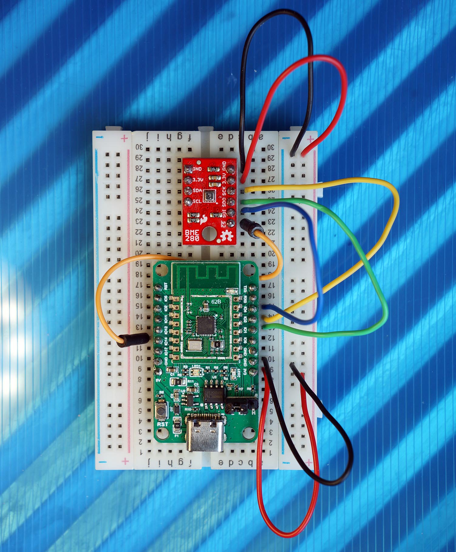 PineCone BL602 RISC-V Board connected to BME280 SPI Sensor