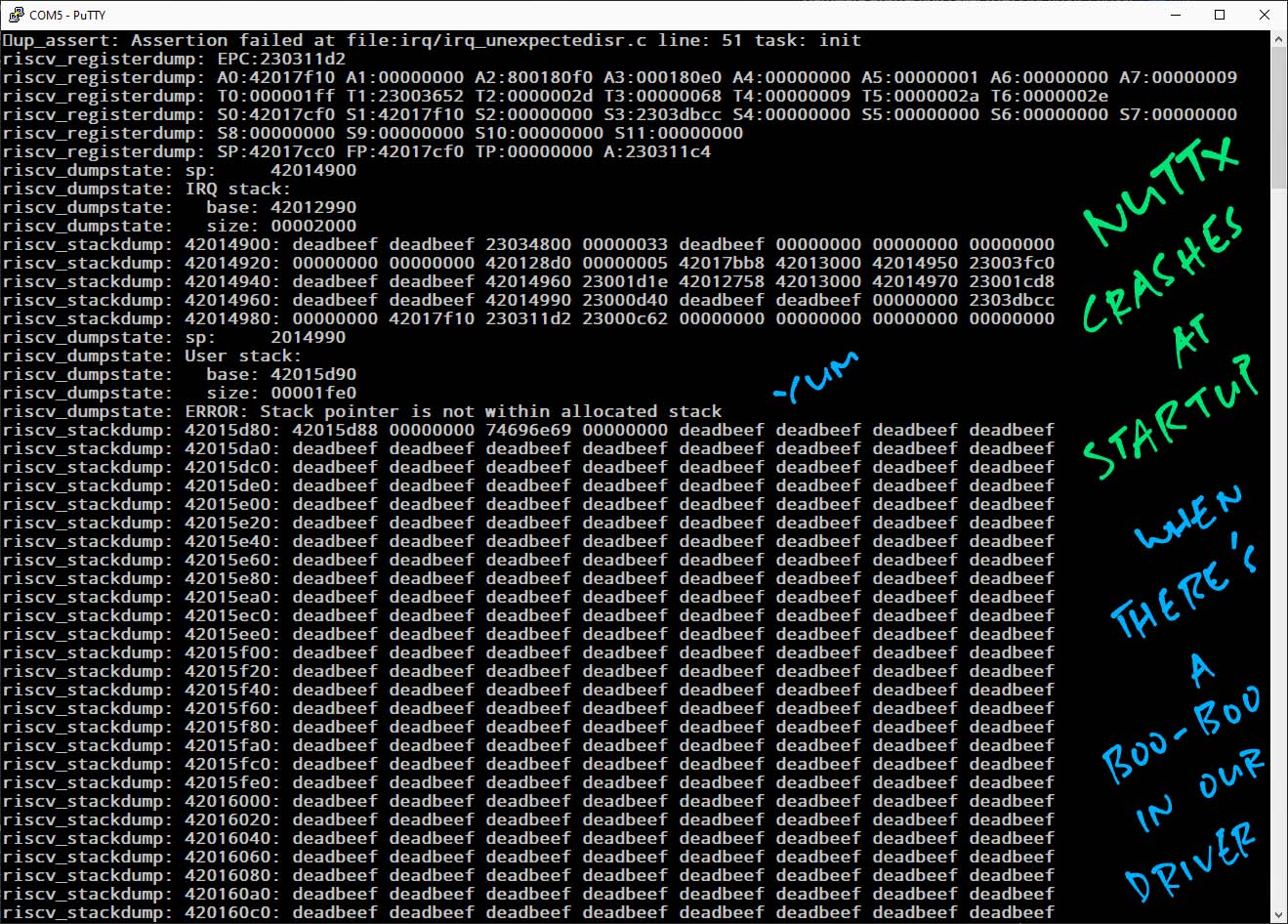 NuttX fails to start if we don’t enable SPI