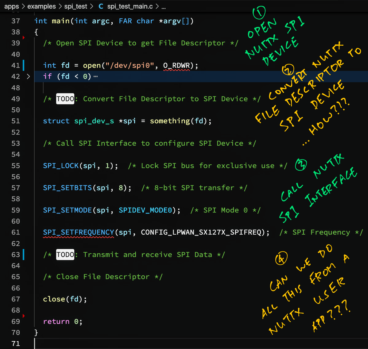 Can a NuttX App call the SPI Interface like this?