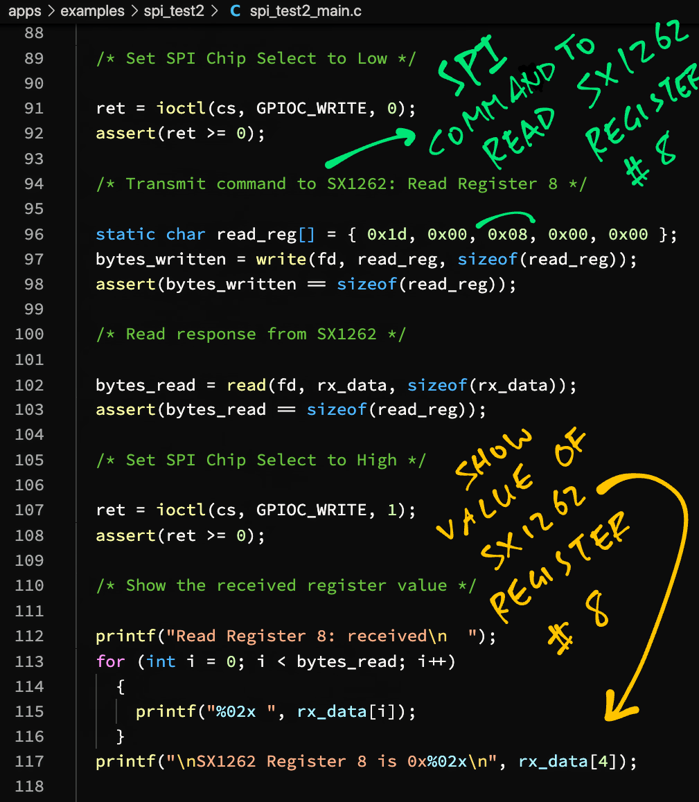 Transmit command to SX1262: Read Register 0x08