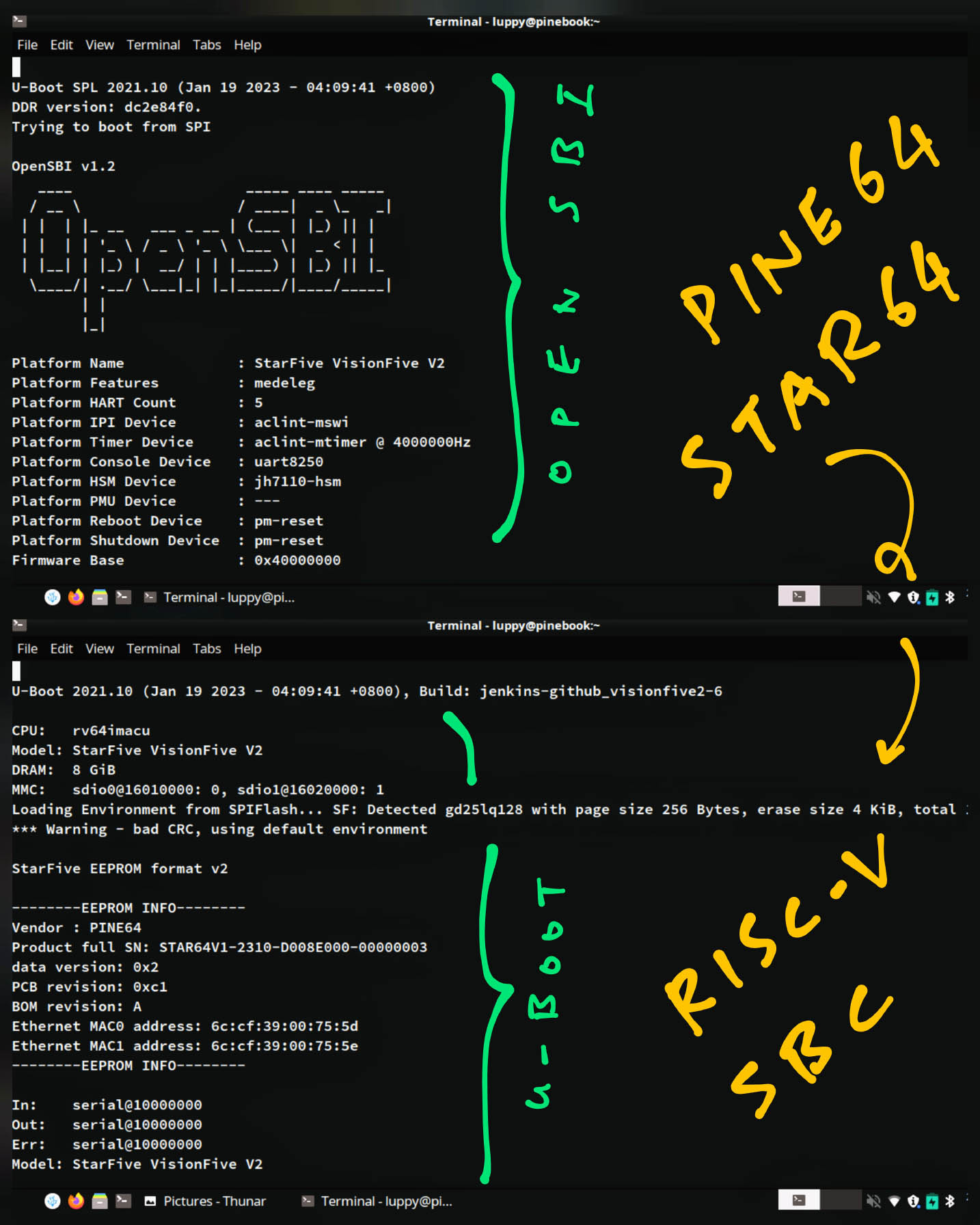 OpenSBI starts U-Boot Bootloader on Star64