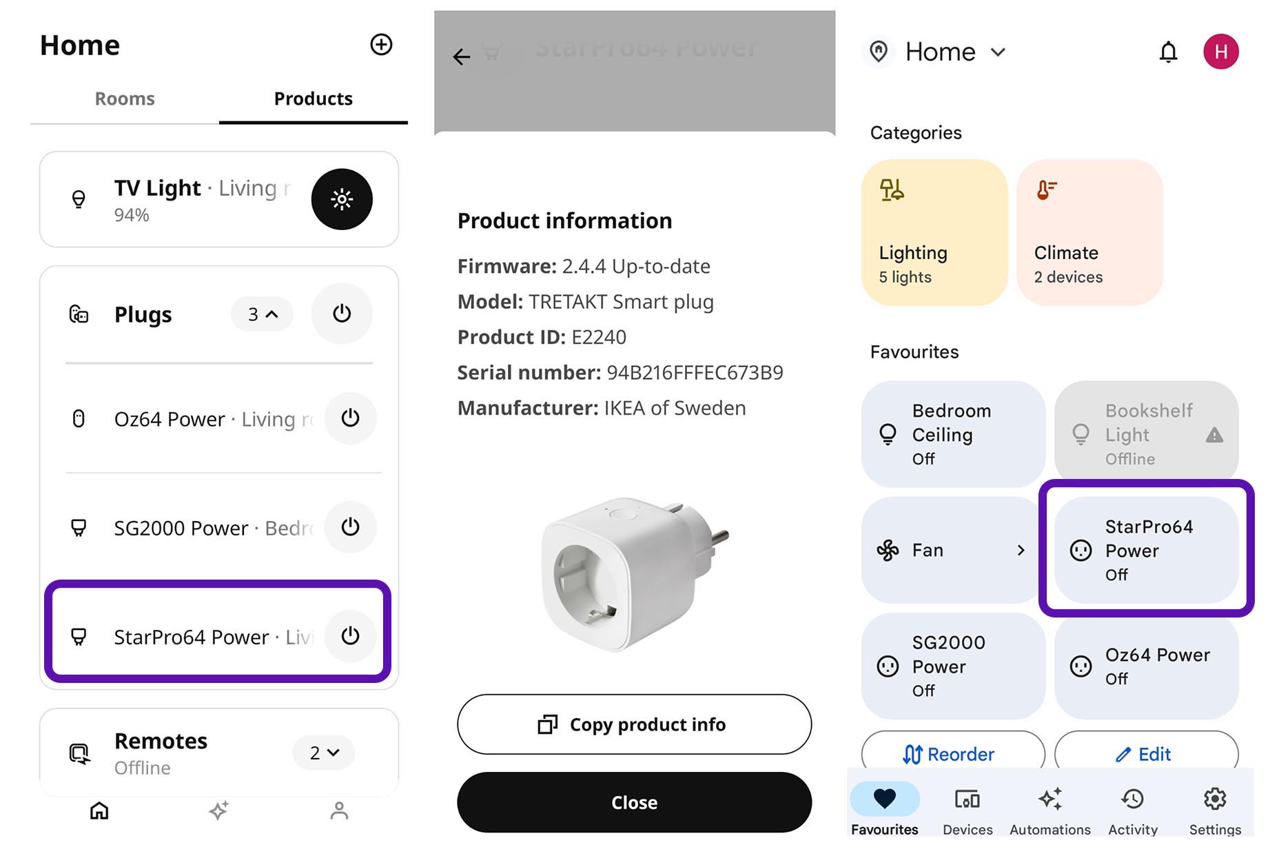 Smart Power Plug in IKEA App and Google Home