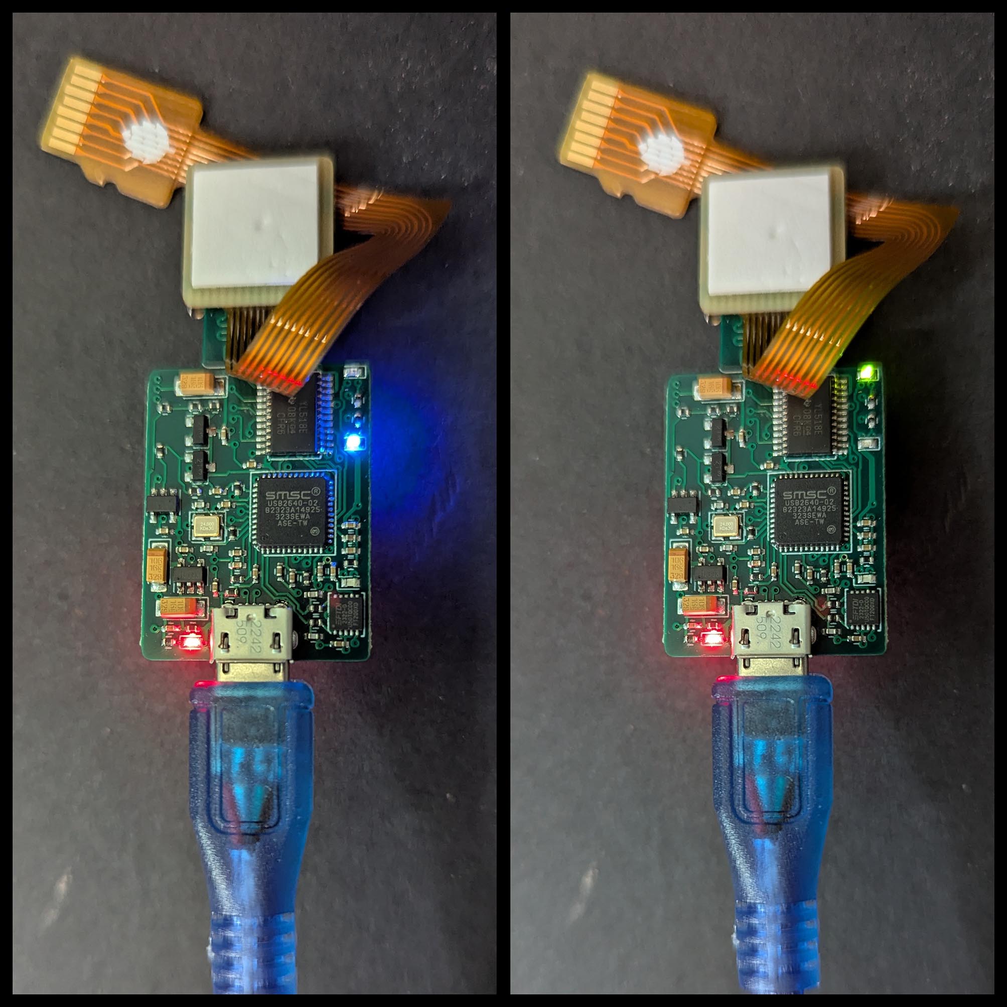 SDWire: Blue for Test Server, Green for Test Device