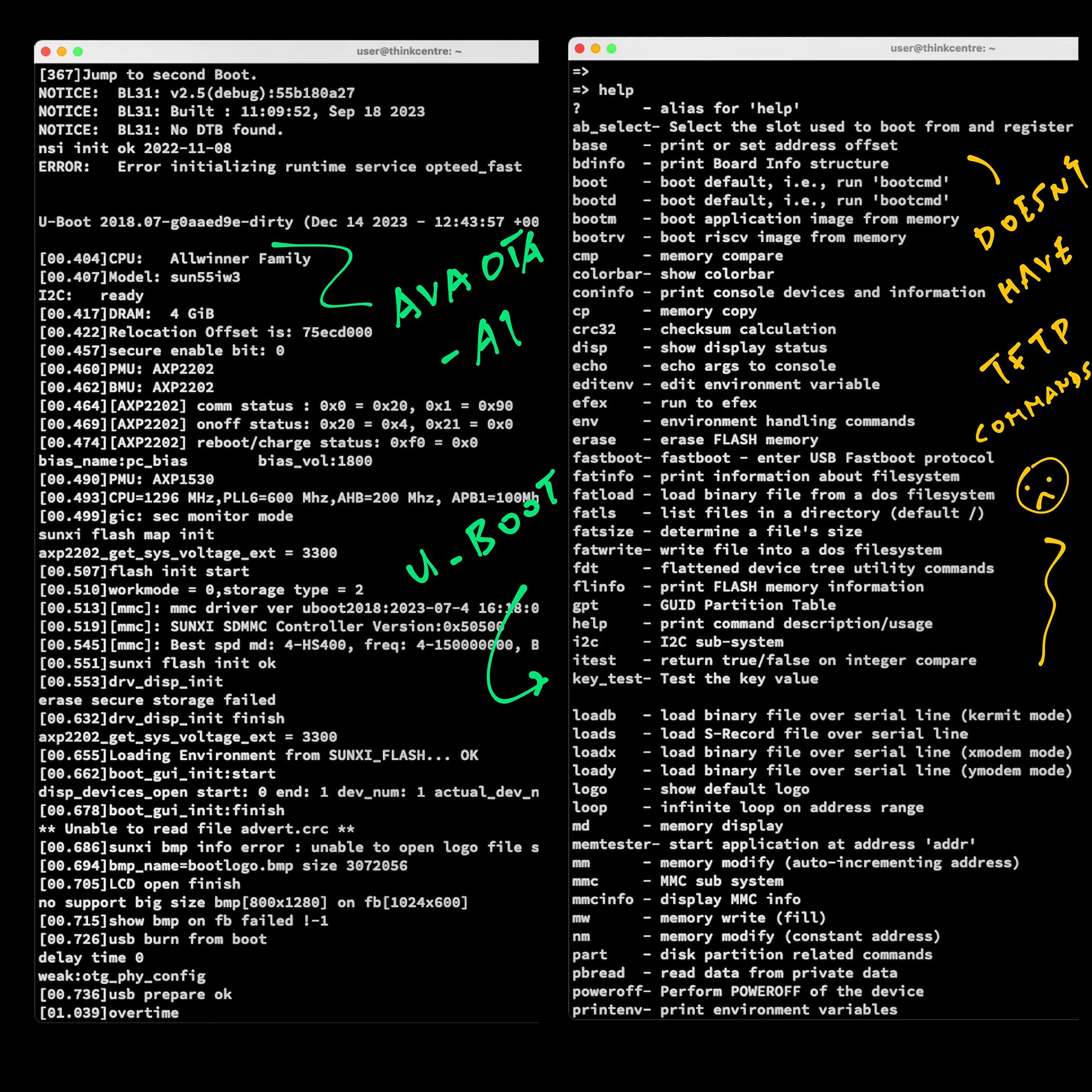 Avaota A1: Default U-Boot in eMMC. No network :-(