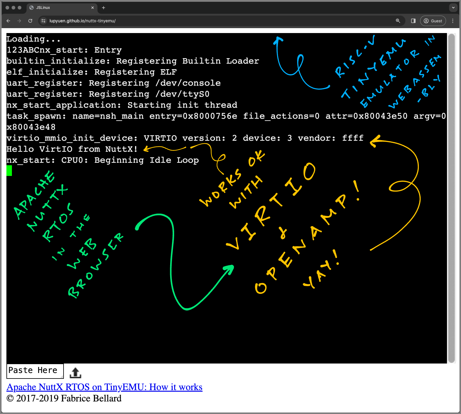 Apache NuttX RTOS in a Web Browser… With TinyEMU and VirtIO