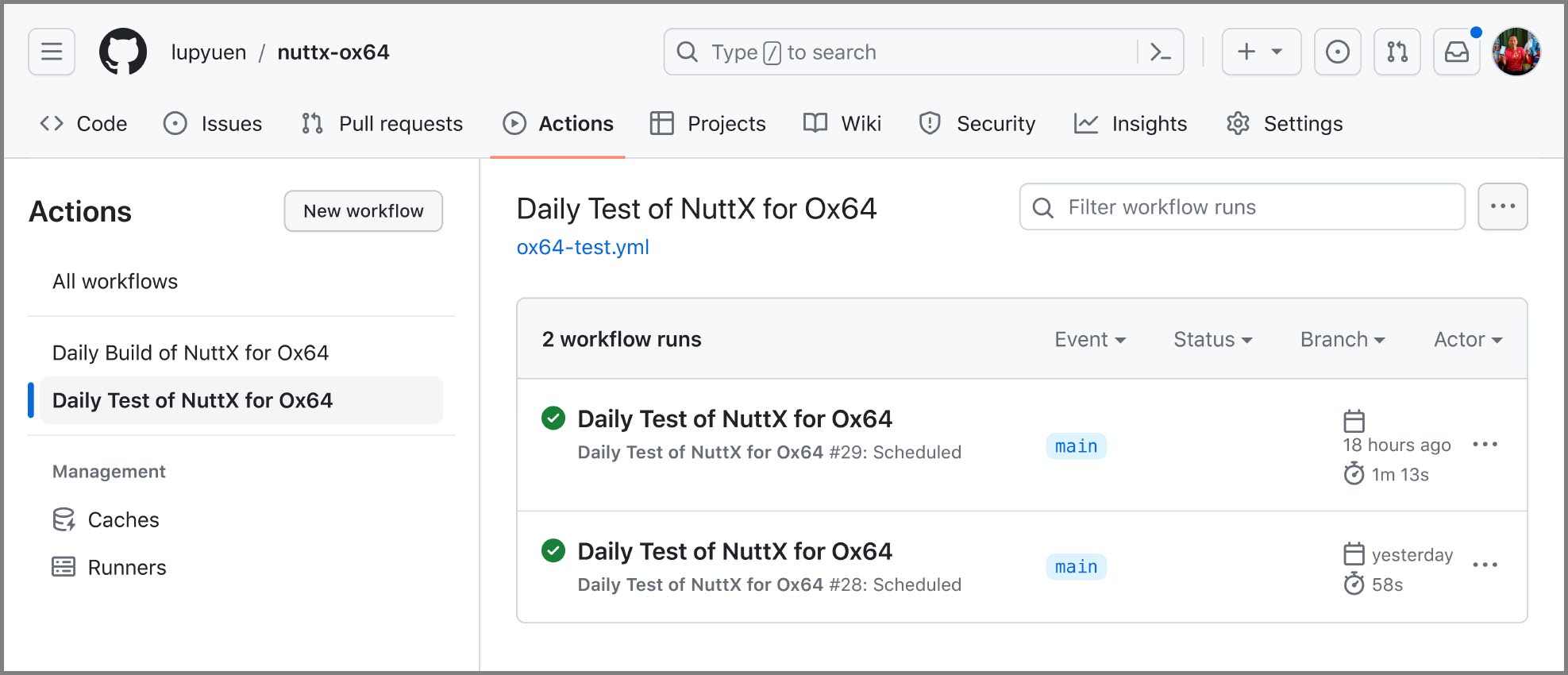 NuttX for Ox64 gets tested every day