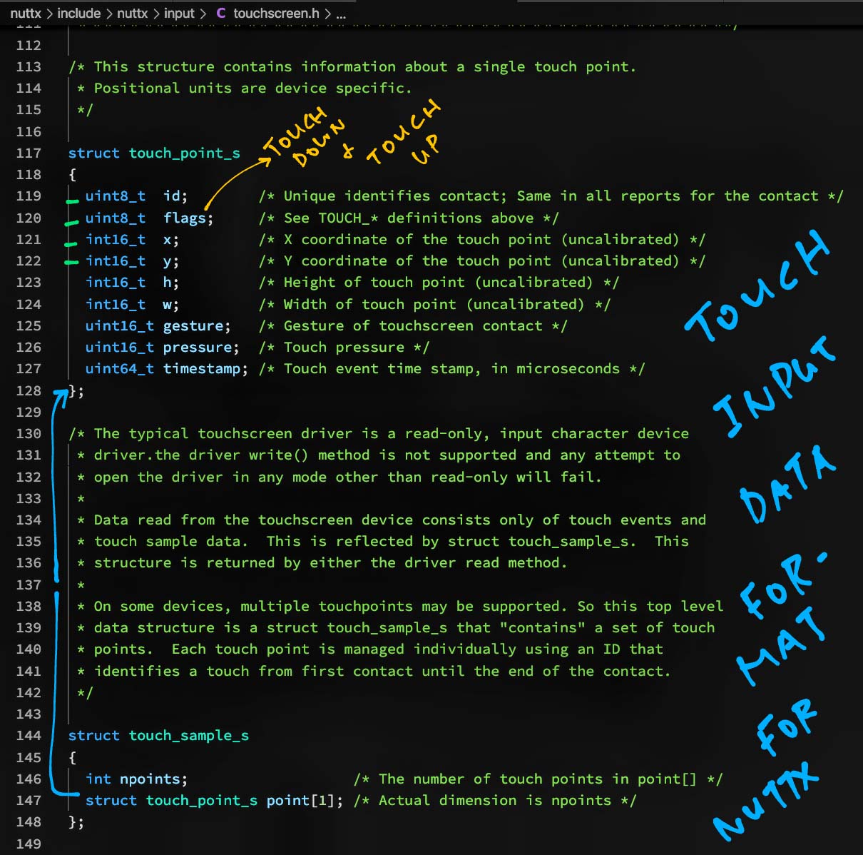 NuttX Touch Data