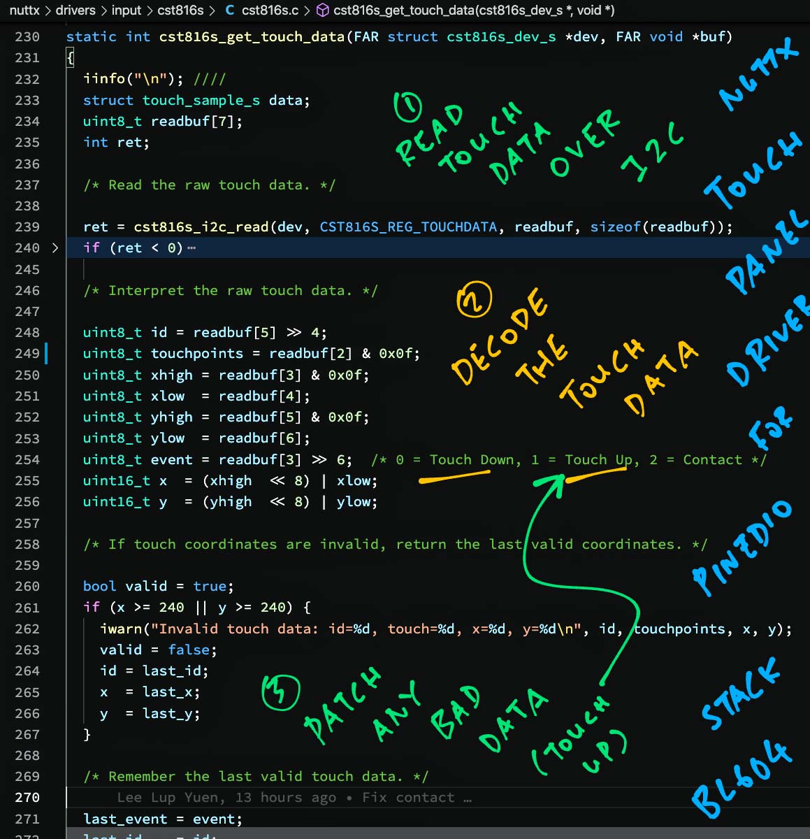 Getting I2C Touch Data