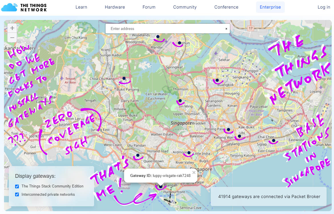 The Things Network coverage in Singapore