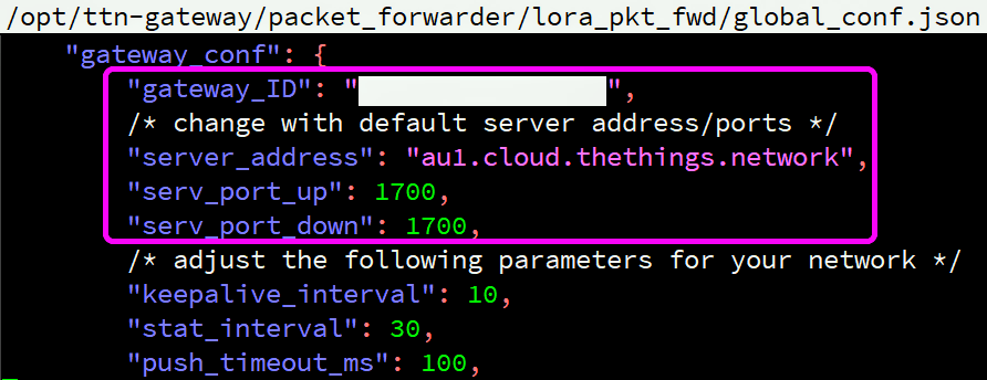 Edit Packet Forwarder Config