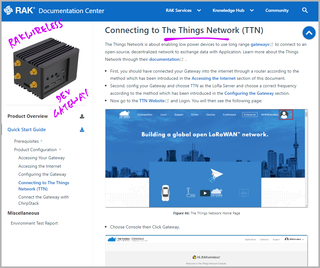 RAKwireless docs for The Things Network