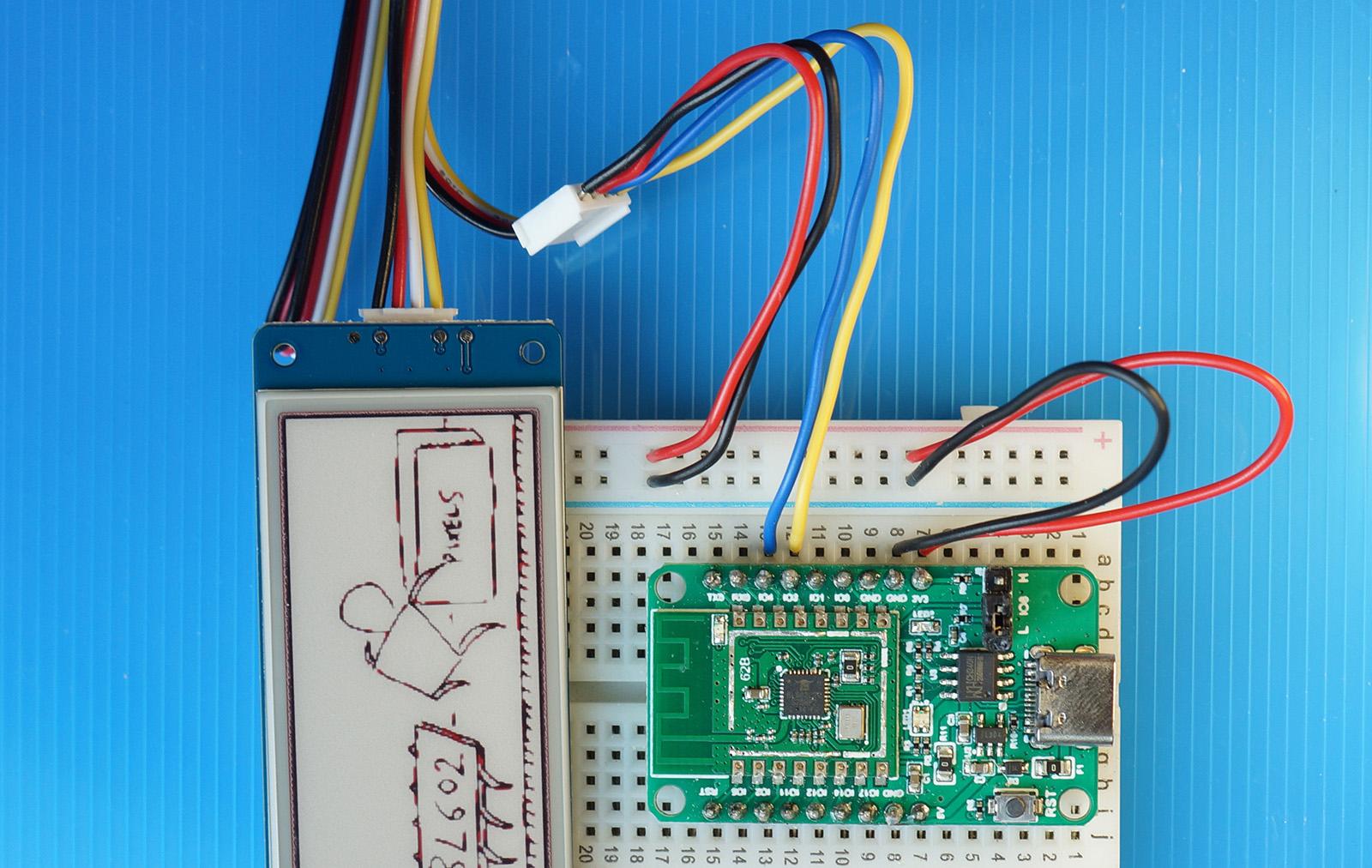 PineCone BL602 connected to Grove E-Ink Display